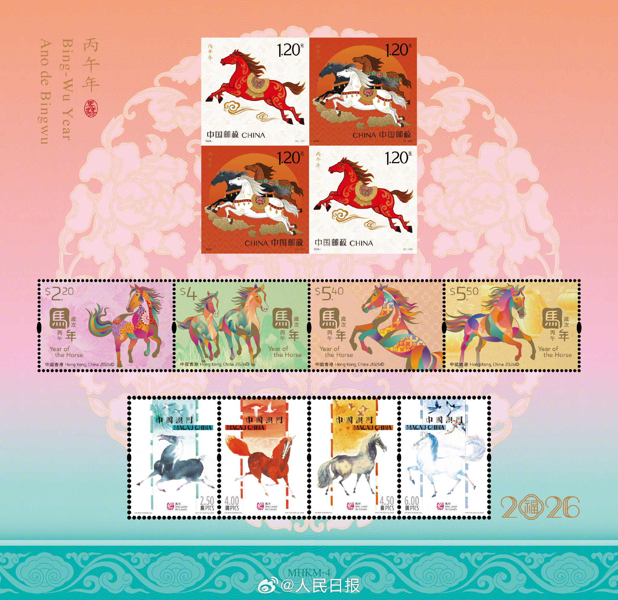 الصين تصدر طوابع الأبراج الصينية لعام الحصان 2026